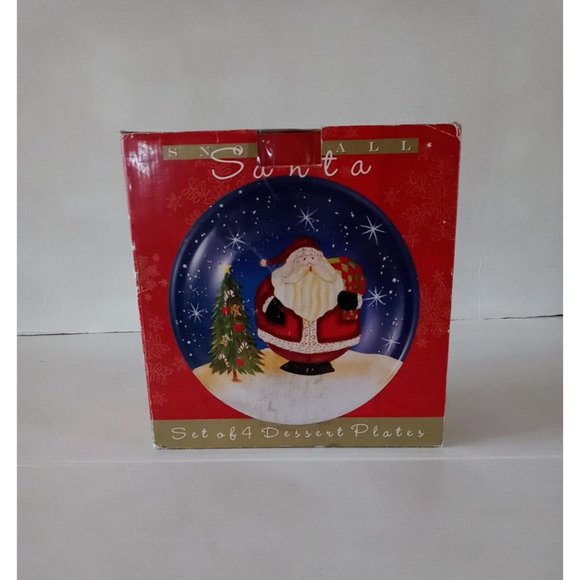 Certified International Snowball Santa  Set of 4 Dessert Plates New - Picture 8 of 13